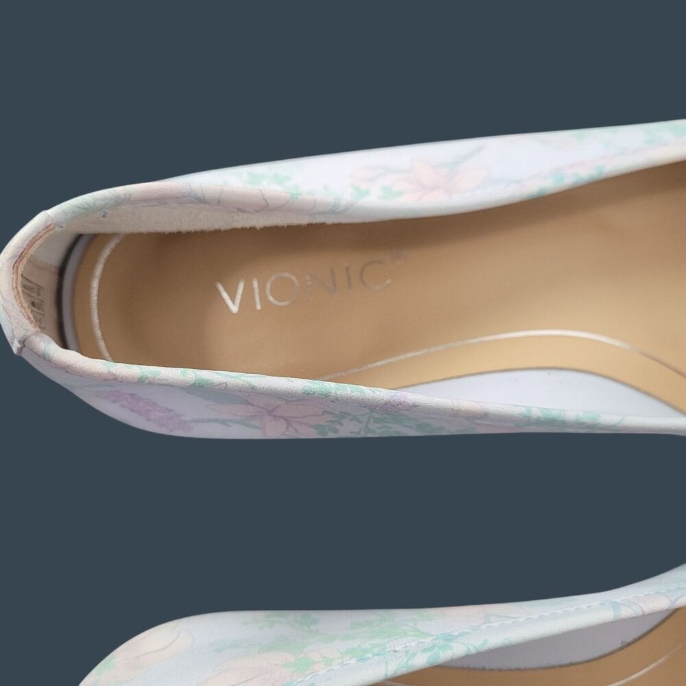 Vionic Callisto Womens Floral/Botanical Leather Flats Size 7 Pale Blue Orthaheel - Picture 6 of 15